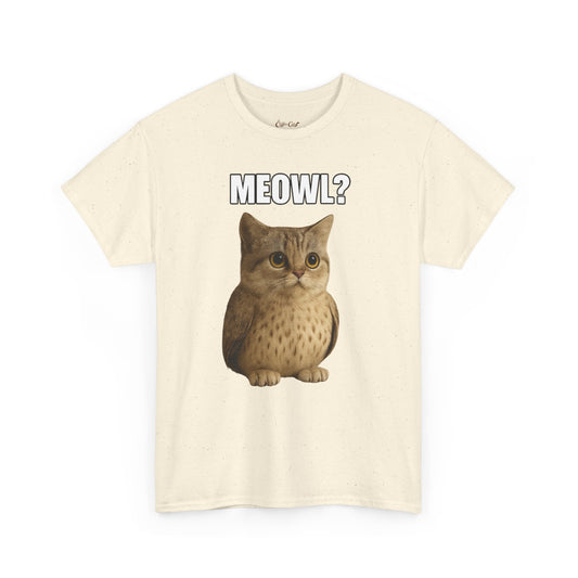 Cat Graphic Tee "MEOWL?" – Cute Coffee Cat T-Shirt