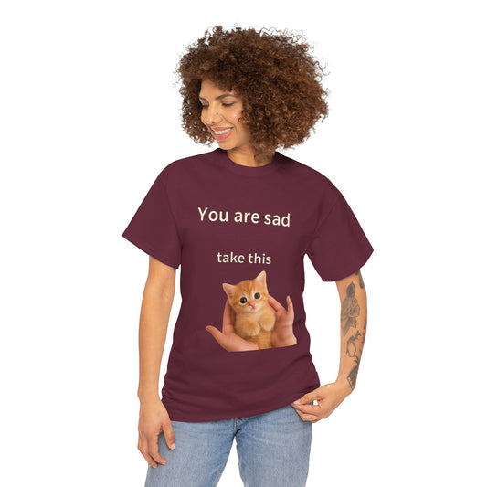 Cat Comfort T‑Shirt — "You are sad, take this" Cute Kitten Graphic Tee