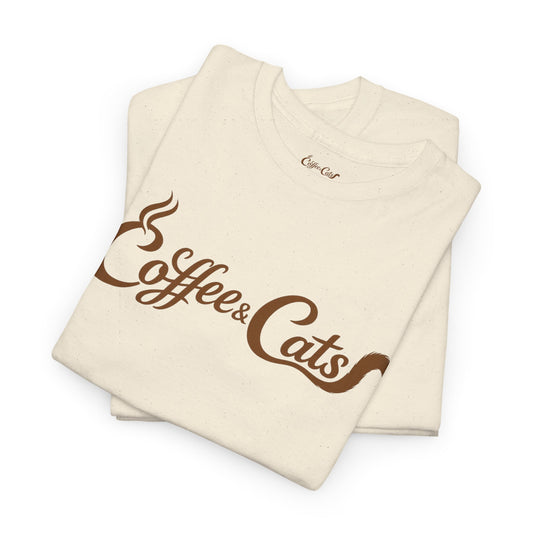 Coffee & Cats T‑Shirt — Script Cat Lover Tee